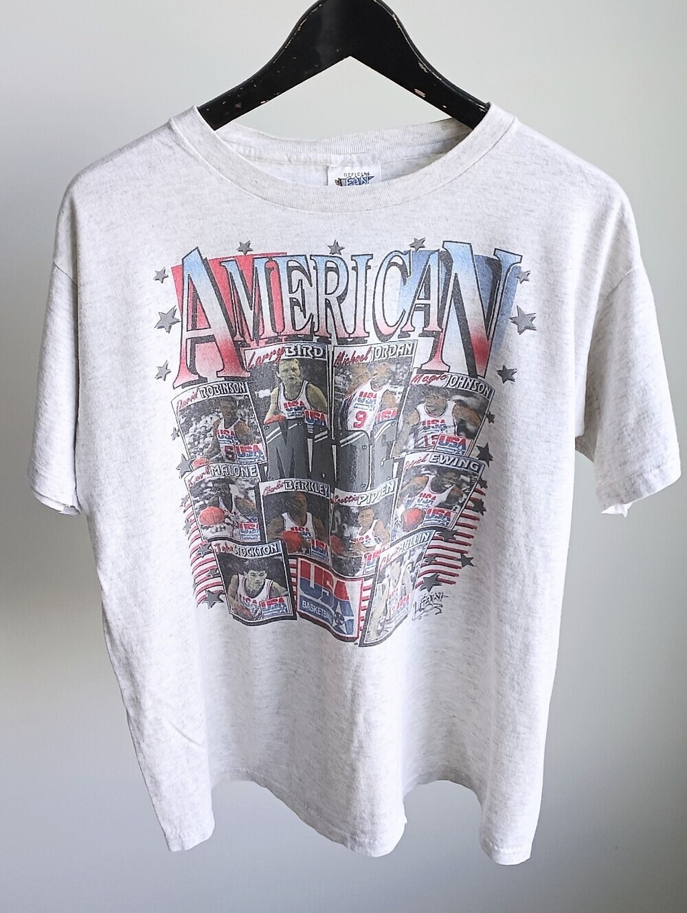 Vtg 1992 USA Basketball Dream Team Jordan Bird Tee L